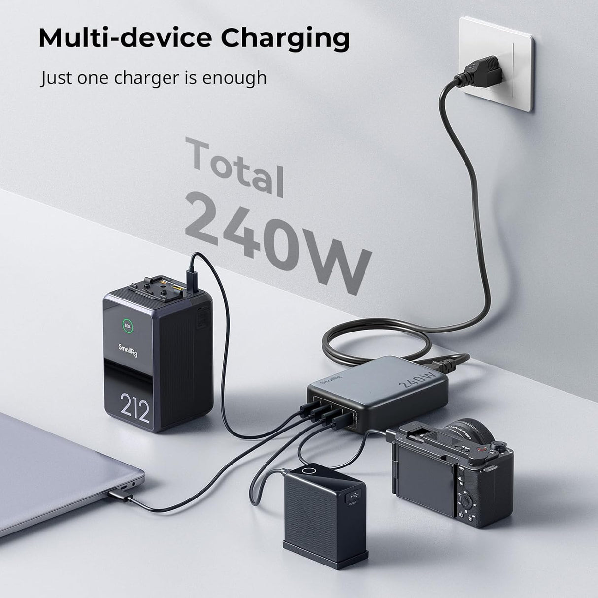 Adaptador de corriente Smallrig USB-C, 4 puertos, 240W
