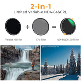 Filtro K&F Concept ND4 a ND64 - CPL serie Nano-Xcel